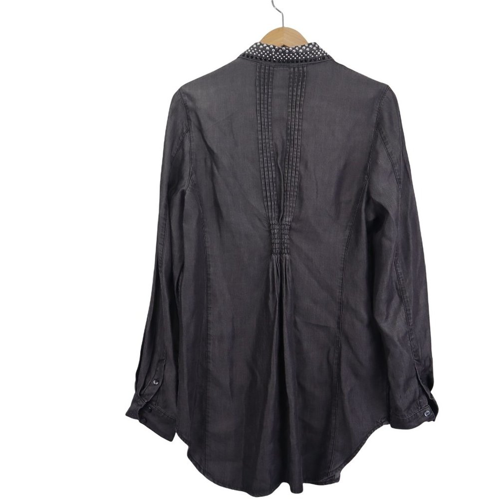 Christine Alexander Women Shirt Black Button Down  M Studs Black - Picture 8 of 16